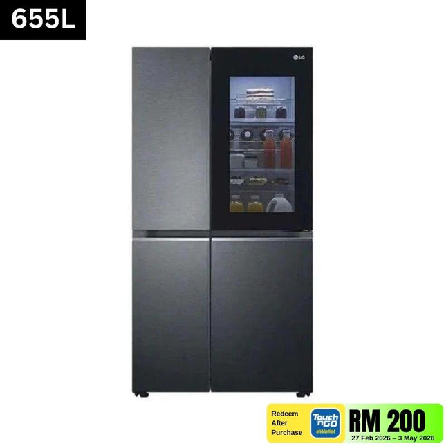 LG GC-V257CQFW 655L Side-by-Side Fridge, InstaView Refrigerator Matte Black Finish GCV257CQFW