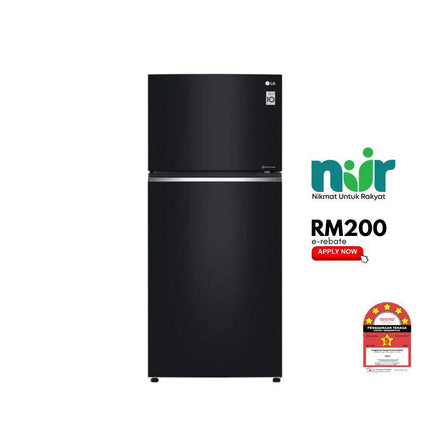 LG GN-B392PQBK 423L 2-Door Fridge, Top Freezer Refrigerator, Essence Matt Black LinearCooling™ LG ThinQ™ GNB392PQBK