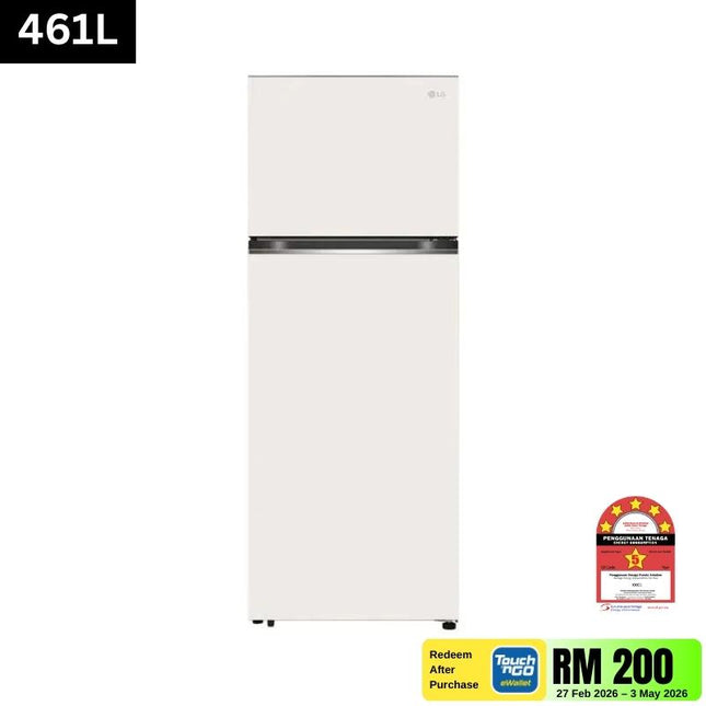 LG GN-B452PBFK 461L 2-Door Fridge, Top Freezer Refrigerator, Beige Multi Air Flow GNB452PBFK