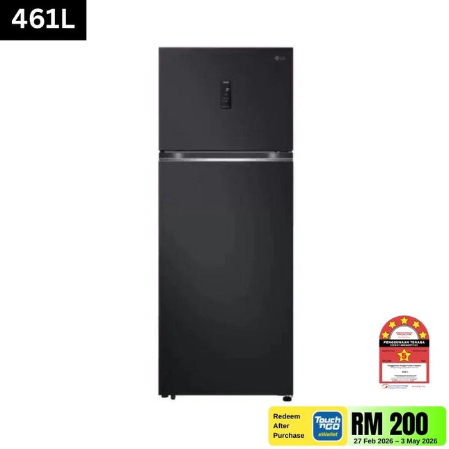 LG GN-B452PQBK 461L 2-Door Fridge, Top Freezer Refrigerator, Linear Cooling™ GNB452PQBK