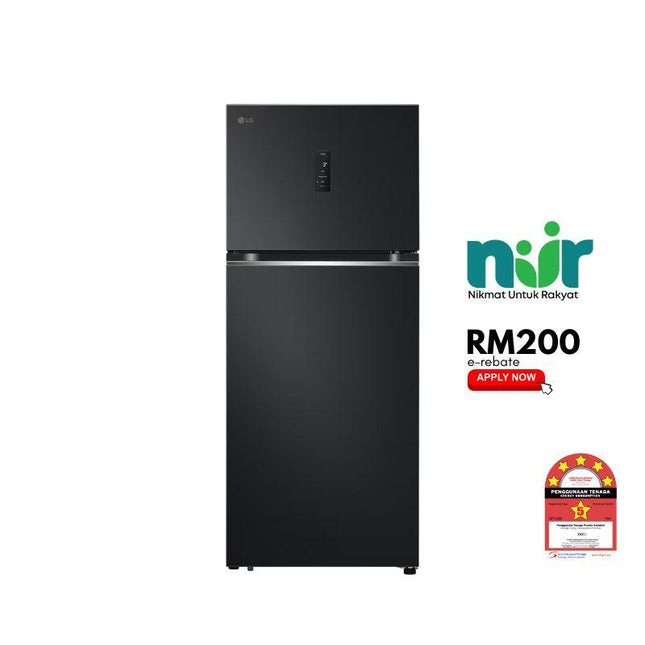 LG GN‑B372PQBK 410 L 2-Door Fridge, Top Freezer Refrigerator, Essence Matt Black