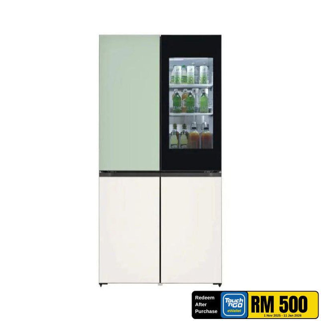 LG GR-A24FQSMB 617L 4-Door Fridge, Slim French Door, InstaView Door-in-Door Mint & Beige Finish GRA24FQSMB