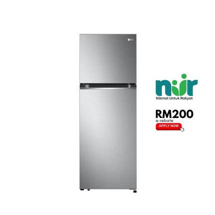 LG GV-B242PLGB 263L 2-Door Fridge, Top Freezer Refrigerator, Platinum Silver Steel GVB242PLGB