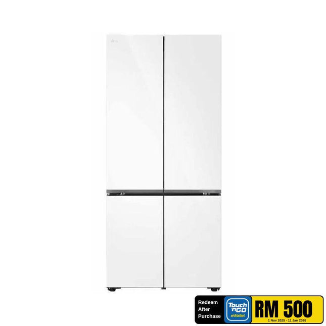 LG GV-B25FFGPB 617L 4-Door Fridge, French Door Refrigerator, Auto Ice Maker, White Glass Finish GVB25FFGPB