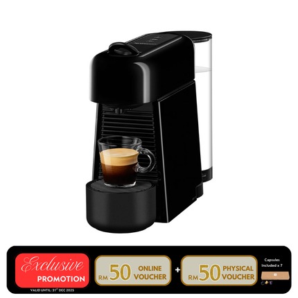 Nespresso D45-ME-BK-NE Essenza Plus Coffee Machine – Limousine Black