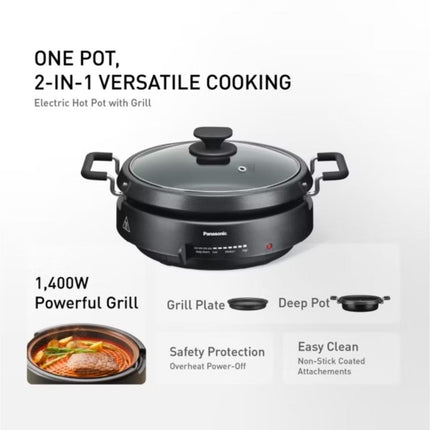 Panasonic NF-MF701KSK Multi Cooker Electric Hot Pot 2-in-1 Grill & Steamboat