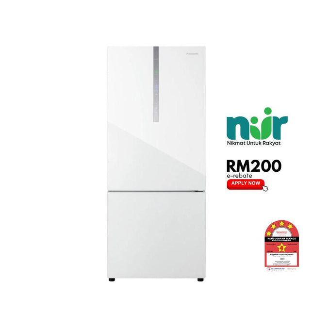 Panasonic NR-BX421WGWM 422L 2-Door Bottom Freezer Refrigerator – Glass Door Inverter Series