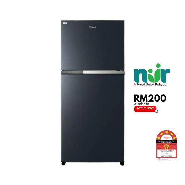 Panasonic NR‑TZ601BPKM 610L 2‑Door Top Freezer Refrigerator – Glass Look Black