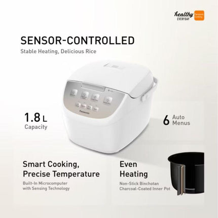 Panasonic SR-DC186WSK 1.8L Microcomputer Rice Cooker with Binchotan Pot