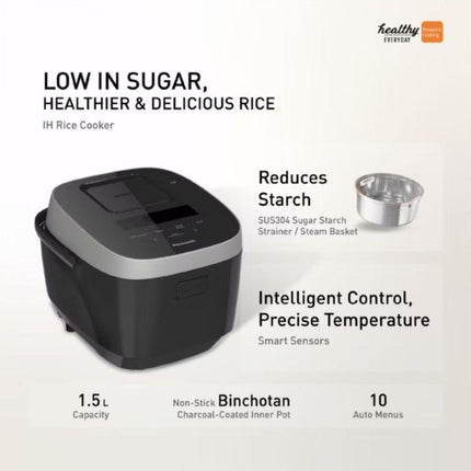 Panasonic SR-HFL153KSK 1.5L Induction Heating (IH) Low Sugar Rice Cooker
