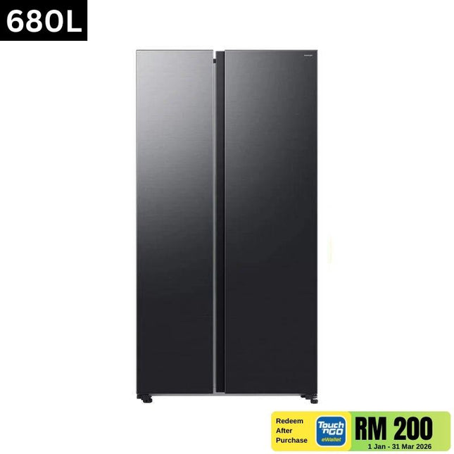 Samsung RS70F65QNFME 680L Side-by-Side Fridge – Black DOI, SpaceMax™ Technology & Digital Inverter