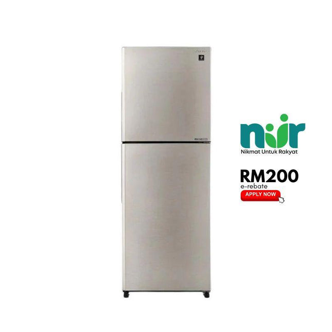 Sharp SJ-3822MSS 380L 2-Door Fridge, Top Freezer Refrigerator SJ3822MSS