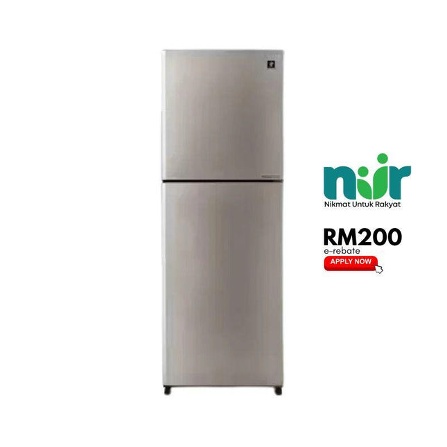 Sharp SJ-4122MSS 410L 2-Door Fridge, Top Freezer Refrigerator, Inverter J-TECH SJ4122MSS