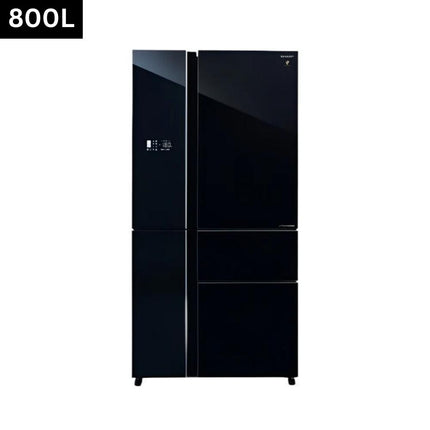 Sharp SJ-F879GK 800L 5-Door Fridge, Multi Door Refrigerator, PCI Inverter Glass Mirror Door, Black