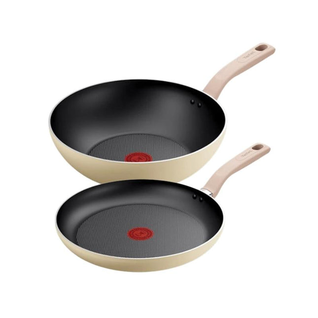 Tefal G167S2 Daisy Wokpan + Frypan 2-Piece Titanium Non-Stick Cookware Set