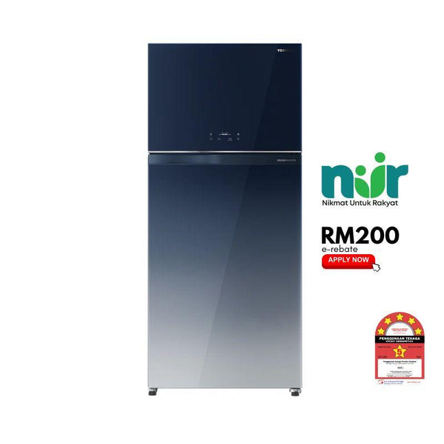Toshiba GR-RT835WEPGY(GG) 661L 2-Door Fridge, Top Freezer Refrigerator, Glass Door GRRT835WEPGYGG