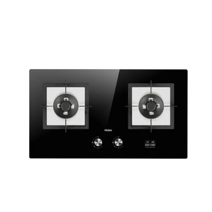 Haier HC-Q68266BT 86cm Built-in Gas Hob – Dual Flame, 2 Burners, Tempered Glass, 5.0kW Power