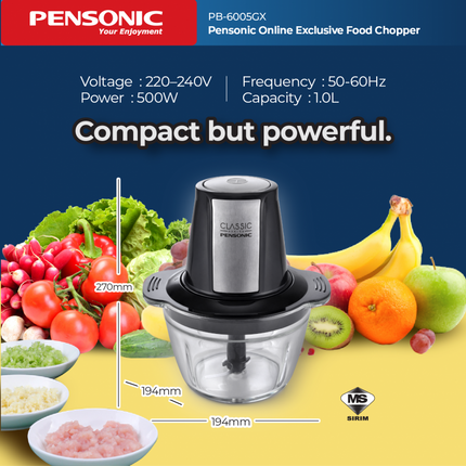 Pensonic PB6005GX 1L Electric Food Chopper PB-6005GX One Touch