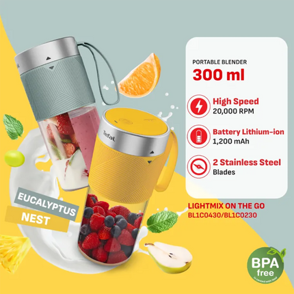 Tefal BL1C04 (Eucalyptus Blue) 0.3L Lightmix On The Go Portable Blender | ESH