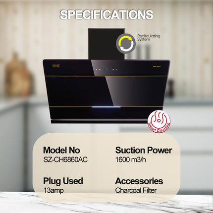 SENZ LINEA Heat Pro intelClean Cooker Hood- High Suction Power