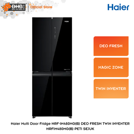 Haier Multi Door Series Refrigerator HRF-IM480MM(BL) Twin Inverter 406 Litre Capacity HAI-HRFIM480MGB Peti Ais