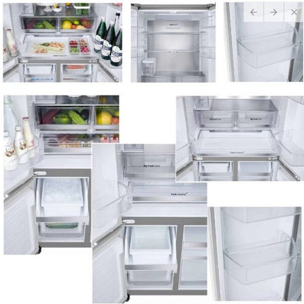 LG GV-B25FFGPB 617L French Door Fridge with Auto Ice Maker in White Glass Finish