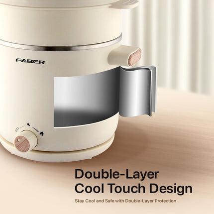 Faber FMC-1208WH 1.2L Pine Series Multi Cooker Heat Resistant Handle Double Layer Cool Touch Design FMC1208WH Periuk Serbaguna