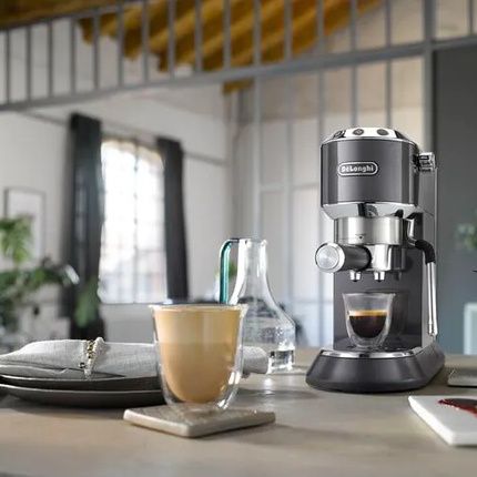 DELONGHI EC885 Dedica Arte Pump Manual Espresso Coffee Machine with New Milk Frother for Home Cafe EC885.BG EC885.GY EC885.M EC885BG EC885GY EC885M EC785 Upgrade (Metal / Grey / Beige Gold) | Home Use | Coffee Maker | 咖啡机 | Mesin Kopi