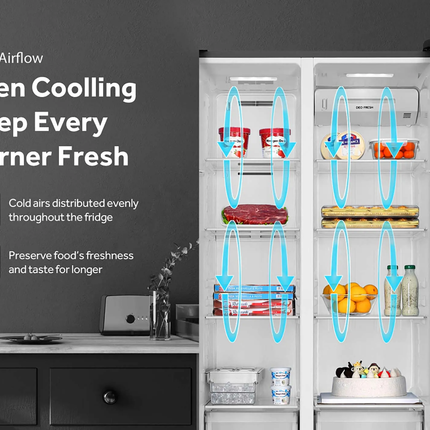 Haier 609L Side by Side Twin Inverter Refrigerator / Fridge / H-DEO Fresh / Smart Touch Control - HRF-IS609XM(BL)