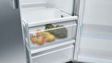 Bosch Series 4 Freestanding Side-by-Side Fridge Freezer, Led Lighting, Indoor Electronics, Twin Cooling System, 2 Ticks Energy Efficiency - KAN93VIFPG MBS