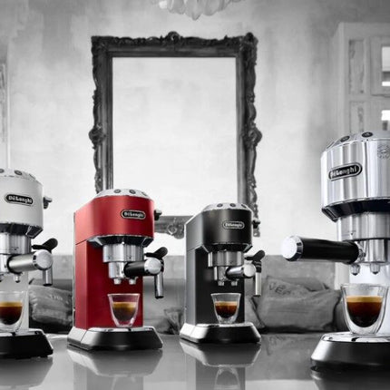 DELONGHI Dedica Red - Pump Espresso Coffee Machines EC685.R / EC685R Thermoblock technology (FREE 5KCG111GOB KitchenAid Grinder or FREE Pair of double wall glass)