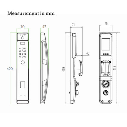AEGLoc SDL-SD500 Digital Push- Pull Door Lock With Display Screen - SDLSD500