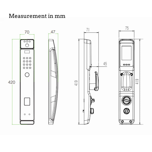 AEGLoc SDL-SD500 Digital Push- Pull Door Lock With Display Screen - SDLSD500