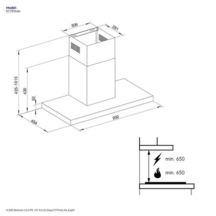 Electrolux ECT9744H Chimney Cooker Hood 90cm Ultimatetaste 700