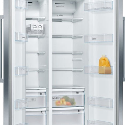 Bosch Series 4 Freestanding Side-by-Side Fridge Freezer, Led Lighting, Indoor Electronics, Twin Cooling System, 2 Ticks Energy Efficiency - KAN93VIFPG MBS