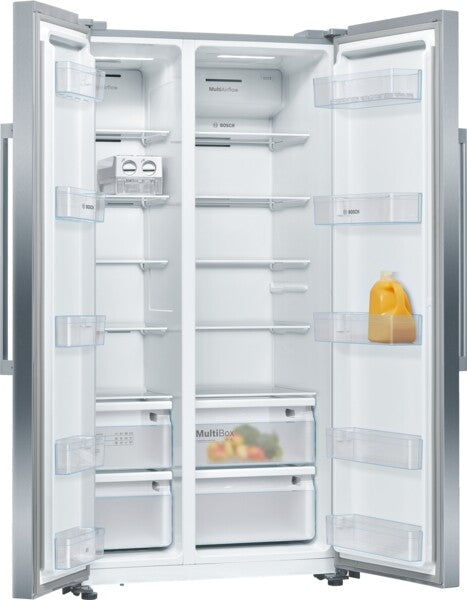 Bosch Series 4 Freestanding Side-by-Side Fridge Freezer, Led Lighting, Indoor Electronics, Twin Cooling System, 2 Ticks Energy Efficiency - KAN93VIFPG MBS