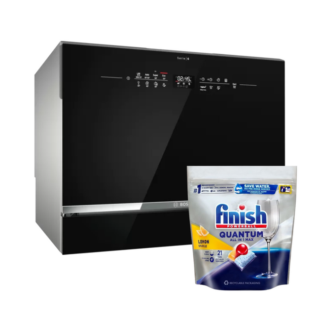 Bosch SKS68BB008 Serie 6 Freestanding Compact Dishwasher 55cm Black ExtraDry EcoSilence BOS024 Pencuci Pinggan
