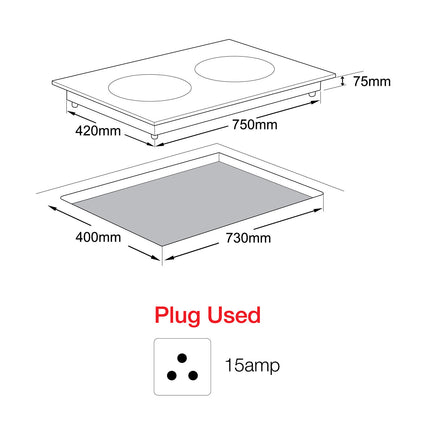 Senz SZ-RC8200i Double Ceramic MultiCooker Electric Hob (2200W) - SZRC8200I