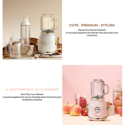 La gourmet Healthy Retro Juice Blender 0.6L - High Power, 6 Stainless Steel Blade, BPA Free, Easy Clean