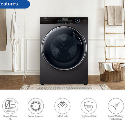 ( Delivery Johor Bahru, Klang & Ipoh ) Haier 9KG Front Loading Inverter Washing Machine With Anti Bacterial Treatment HW90-BP14959S6 Front Load Mesin Basuh