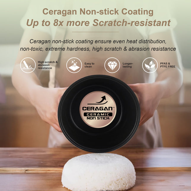 La gourmet Rice Cooker 0.8L -  Non-stick Coating, High Scratch Resistance, Non-Toxic, Fuzzy Logic