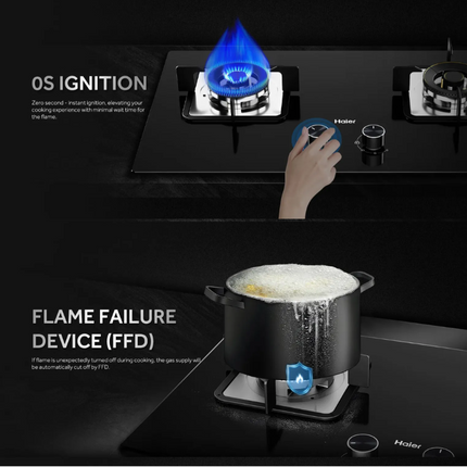 Haier HC-Q572SGB Gas Hob 2 Burner Automatic Ignition Switch HC-XG230NE HCXG230NE HCQ572SGB Dapur Gas Bina Dalam