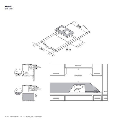 Electrolux EHC325BA Built-In Ceramic Hob 2 Cooking Zones