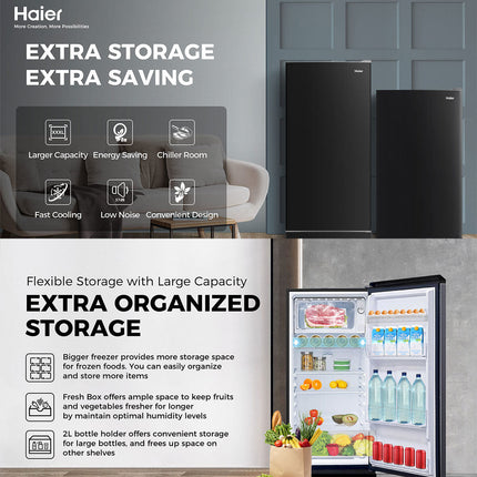 [5 Star] Haier 208L 1-Door Refrigerator / Fridge / Fast Cooling / Chiller Room - HR-208H