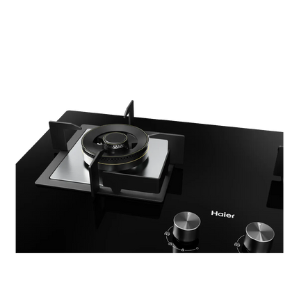 Haier HC-Q68266BT 86cm Built-in Gas Hob – Dual Flame, 2 Burners, Tempered Glass, 5.0kW Power