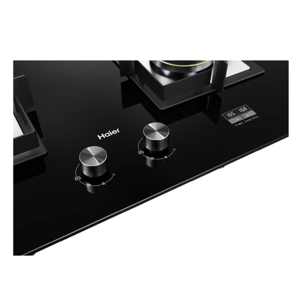 Haier HC-Q68266BT 86cm Built-in Gas Hob – Dual Flame, 2 Burners, Tempered Glass, 5.0kW Power