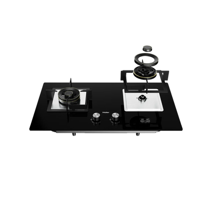 Haier HC-Q68266BT 86cm Built-in Gas Hob – Dual Flame, 2 Burners, Tempered Glass, 5.0kW Power