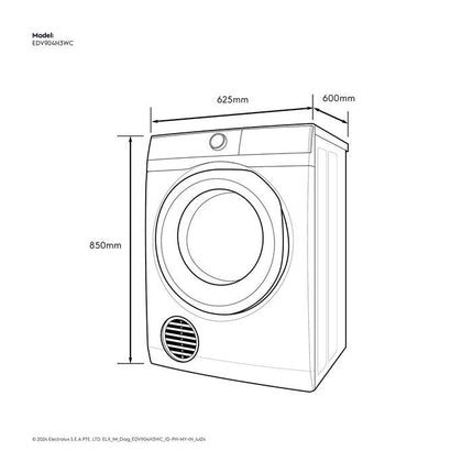Electrolux EDV904H3WC Venting Dryer Ultimatecare 300 9.0kg
