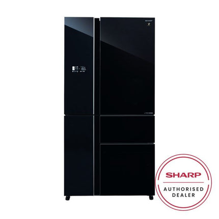 Sharp SJF879GK 5 Doors Fridge PCI Inverter Glass Mirror Door Finish Black G800L