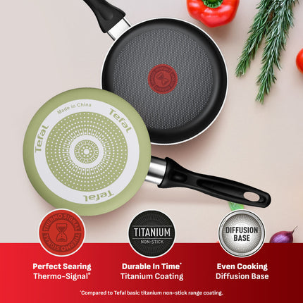 Tefal Quickchef 7pcs Set Moringa Green B957S7 Cookware Set Pans Kuali Periuk Fry Cook (FP20/24, SCP18, WP28, Spatula)